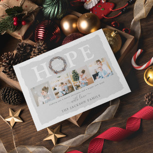 Winter Wreath HOPE Photo Collage Christmas Holiday Card