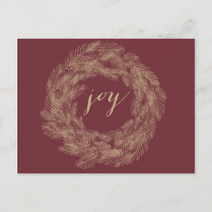WINTER WREATH   JOY   STYLISH HOLIDAY POSTCARD