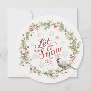 Winter Wreath - Let it Snow Holiday Card