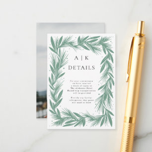Winter Wreath Modern Wedding Details Green Enclosure Card