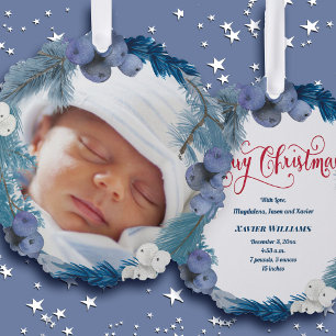 winter wreath new baby Merry Christmas Tree Decoration Card