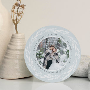 Winter Wreath Newlywed Holiday Photo Card