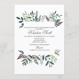Winter Wreath Retirement Party Invitation