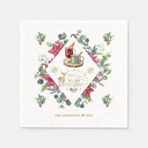 Winter Wreath Script Wish You A Merry Christmas Napkin