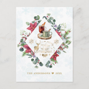 Winter Wreath Script Wish You A Merry Christmas Postcard