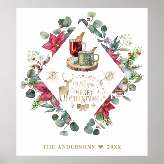 Winter Wreath Script Wish You A Merry Christmas Poster (Front)