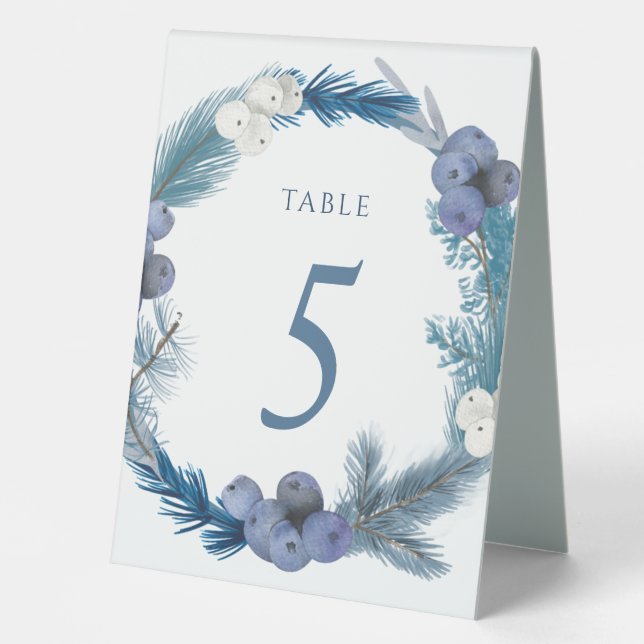 winter wreath table number five sign (Front)