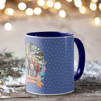 Winter Wreath Violet Blue Photo Christmas Mug