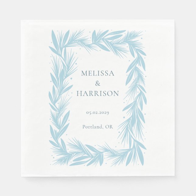 Winter Wreath Wedding Design Napkin (Front)