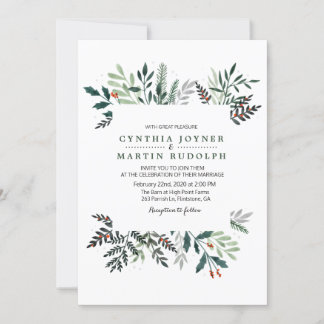 Winter Wreath Wedding Invitation