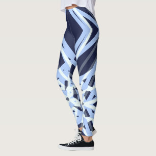 Winter Xmas Blue Grey Gray Retro Geometric Pattern Leggings