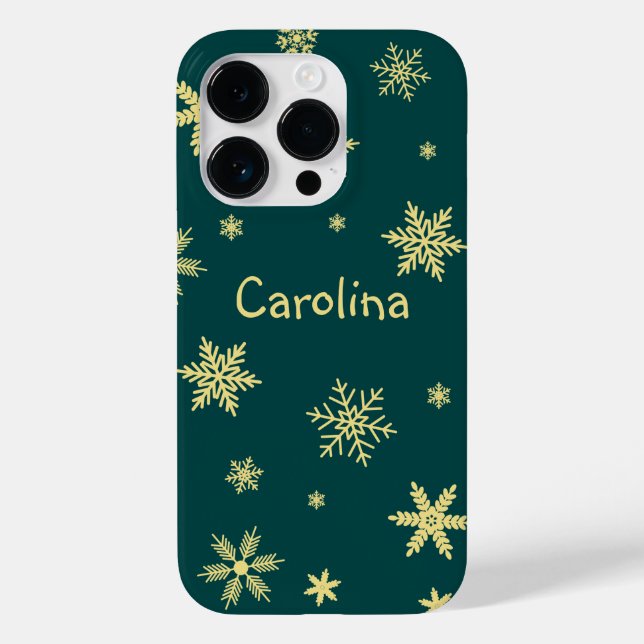 winter yellow teal pattern name Case-Mate iPhone case (Back)