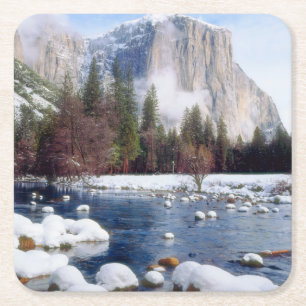 Winter Yosemite National Park Square Paper Coaster