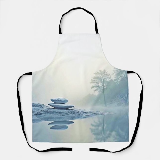 Winter Zen: Foggy Lake Balance Apron (Front)