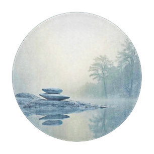 Winter Zen: Foggy Lake Balance Cutting Board