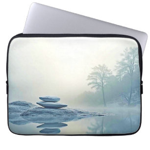 Winter Zen: Foggy Lake Balance Laptop Sleeve