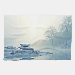 Winter Zen: Foggy Lake Balance Tea Towel