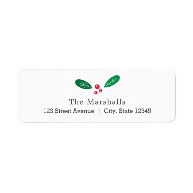Winterberries EDITABLE COLOR Holiday Address Label (Front)