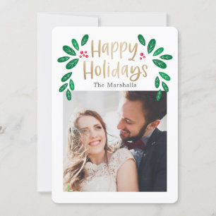 Winterberries Editable Colour Holiday Photo Card