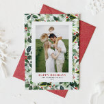 Winterberry and Variegated Leaves Pattern Photo Holiday Card<br><div class="desc">This Christmas card features a festive watercolor winterberry design with soft variegated leaves and a gold foil frame to highlight your favourite photo. The combination of delicate botanical art and shimmering metallic accents creates a timeless holiday look. Easily personalise the card with your photo, names, and seasonal message to create...</div>