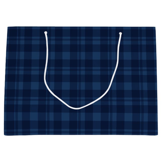 Winterberry Blue Tartan Large Gift Bag (Front)