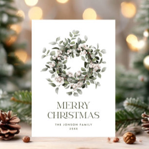 Winterberry Bohemian Christmas Wreath Greeting Holiday Card