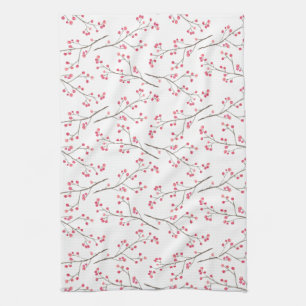 Winterberry Branch Watercolor Holiday Tea Towel
