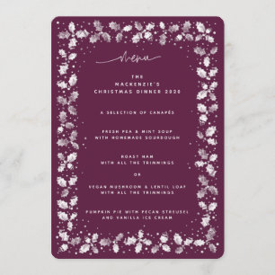 Winterberry Hand Printed Holly+Berries Christmas Menu