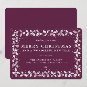 Winterberry Holly Leaves Border Flat Non Photo Holiday Card