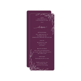 Winterberry Leaf Motif Thanksgiving Flat 4 Course Menu