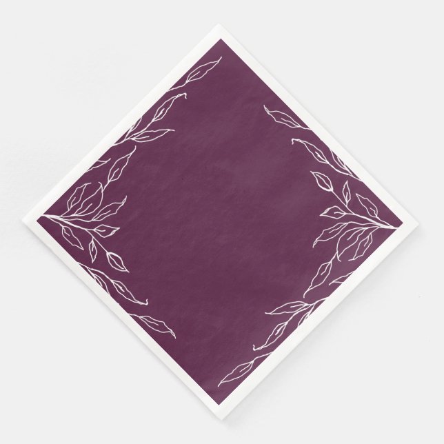 Winterberry Leaf Motif Thanksgiving Party Napkin (Corner)