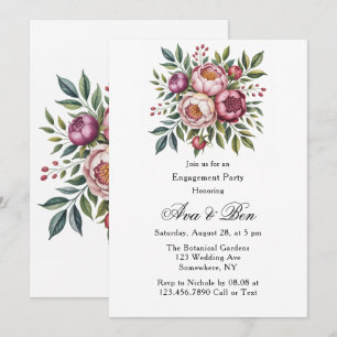 Winterberry Primrose Floral Engagement Party Invitation