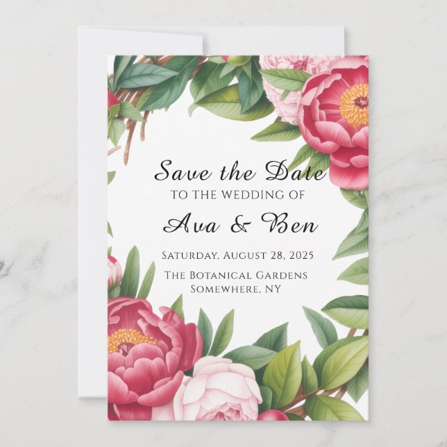 Winterberry Primrose Floral Wedding Save The Date (Front)