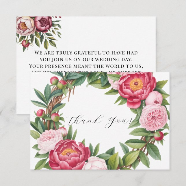 Winterberry Primrose Floral Wedding Thank You Card (Front/Back)