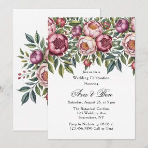 Winterberry Primrose Painted Floral Wedding Invitation