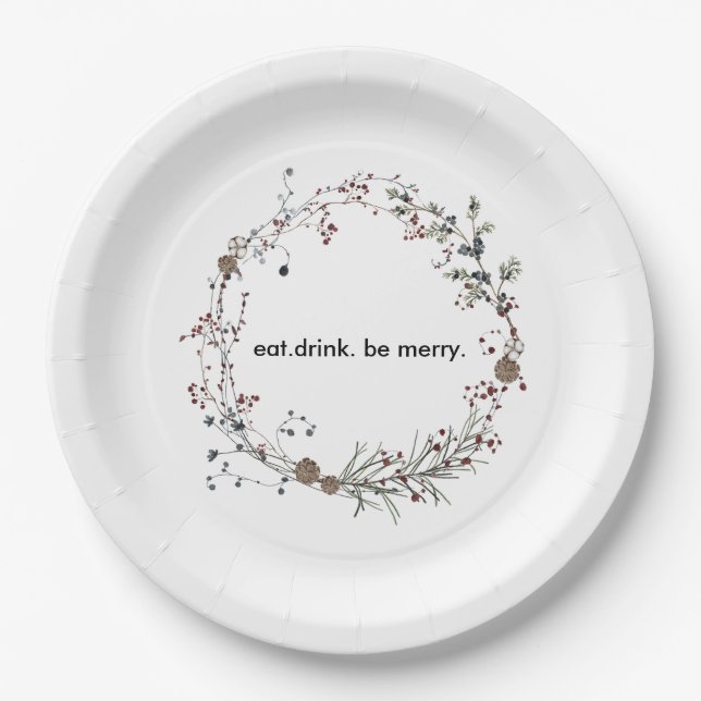 Winterberry Rustic Boho Wildflower Gardens Paper Plate (Front)