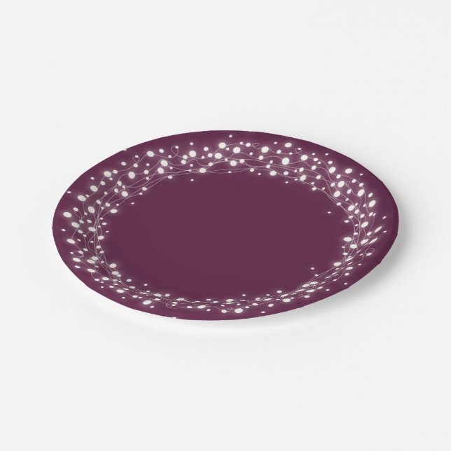 Winterberry Sparkling Lights Christmas Paper Plate (Angled)