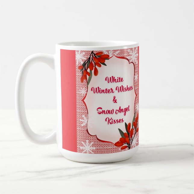 Winterberry White Winter Wishes Snow Angel Kisses  Coffee Mug (Left)