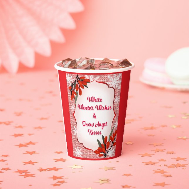 Winterberry White Winter Wishes Snow Angel Kisses  Paper Cups (Insitu)