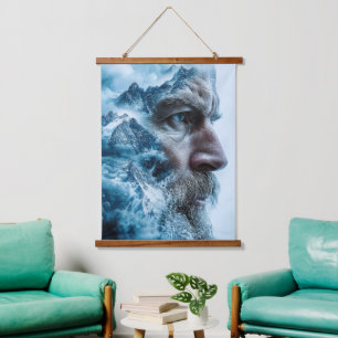 Winterbound Man Double Exposure Hanging Tapestry