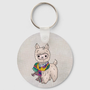 Winterlama Button Key Ring