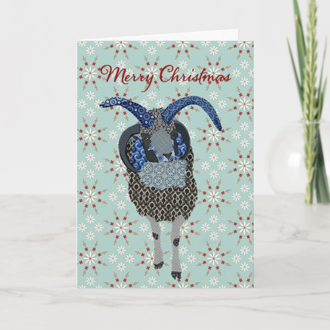 Winterland Jacobs Sheep  Christmas Greeting Holiday Card (Front)