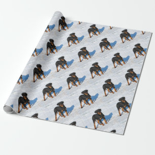 Winterland Rottweiler Wrapping Paper