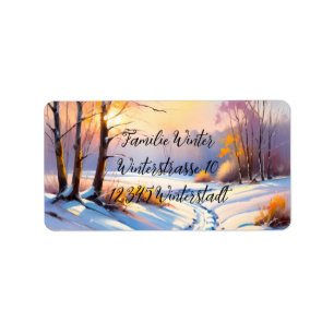Winterlandschaft im Morgenlicht Label
