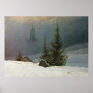 Winterlandschaft mit Kirche Poster