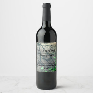 "Winterleaf" Green Bottom, Set of 6 Wine Labels