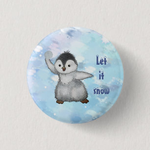 Winterpinguin 3 cm round badge