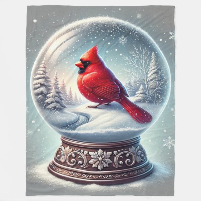 Winter's Cardinal Keepsake Fleece Blanket (Front)