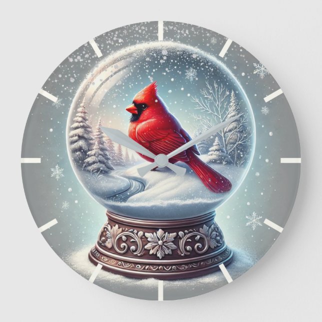 Winter's Cardinal Keepsake Large Clock (Front)