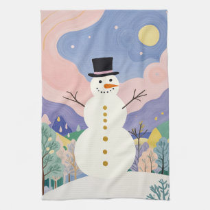 Winter's Cheerful Watcher Tea Towel